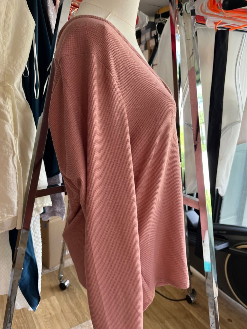 Athleta Wind Down Waffle Knit Sleep Top Palermo Pink XL - Picture 7 of 11